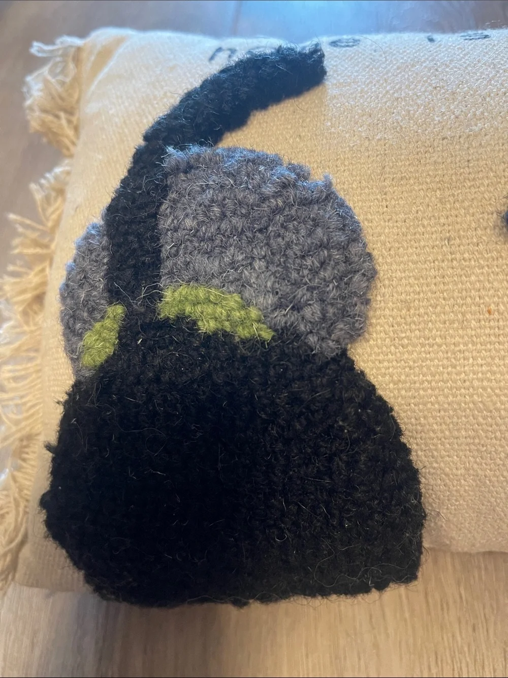 Decorative Dog Pillow with Mustard, Brown & Black Pup Designs Like NEW
